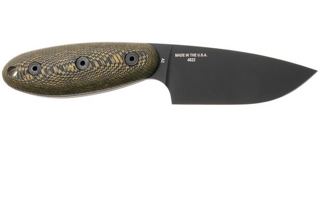 Obraz dla Nóż z głownią stałą ESEE Sencillo SENCILLO-A2C-RMB Black DLC A2, Brown Burlap Micarta, projekt Jeff Randall