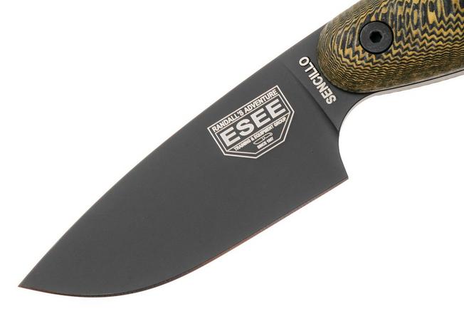 Obraz dla Nóż z głownią stałą ESEE Sencillo SENCILLO-A2C-RMB Black DLC A2, Brown Burlap Micarta, projekt Jeff Randall