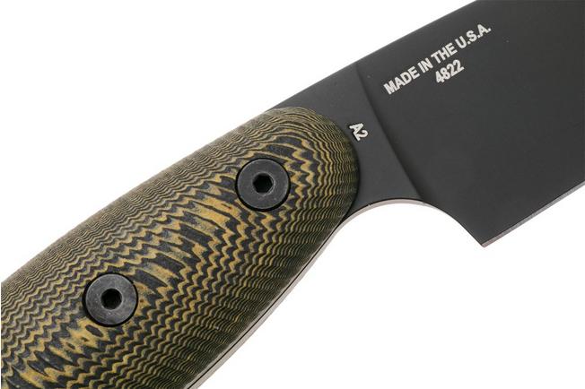 Obraz dla Nóż z głownią stałą ESEE Sencillo SENCILLO-A2C-RMB Black DLC A2, Brown Burlap Micarta, projekt Jeff Randall