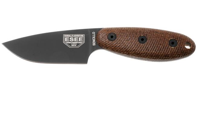 Obraz dla Nóż z głownią stałą ESEE Sencillo Black DLC MagnaCut, Brown Micarta, projekt Jeff Randall