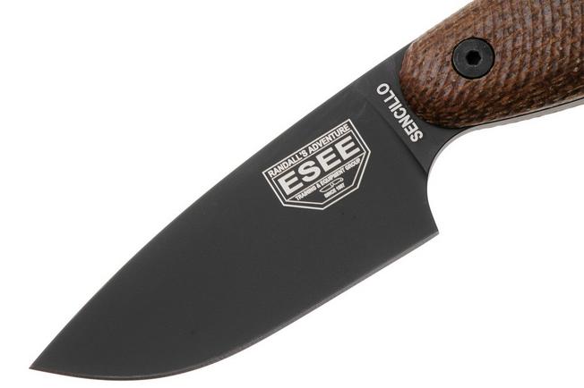 Obraz dla Nóż z głownią stałą ESEE Sencillo Black DLC MagnaCut, Brown Micarta, projekt Jeff Randall