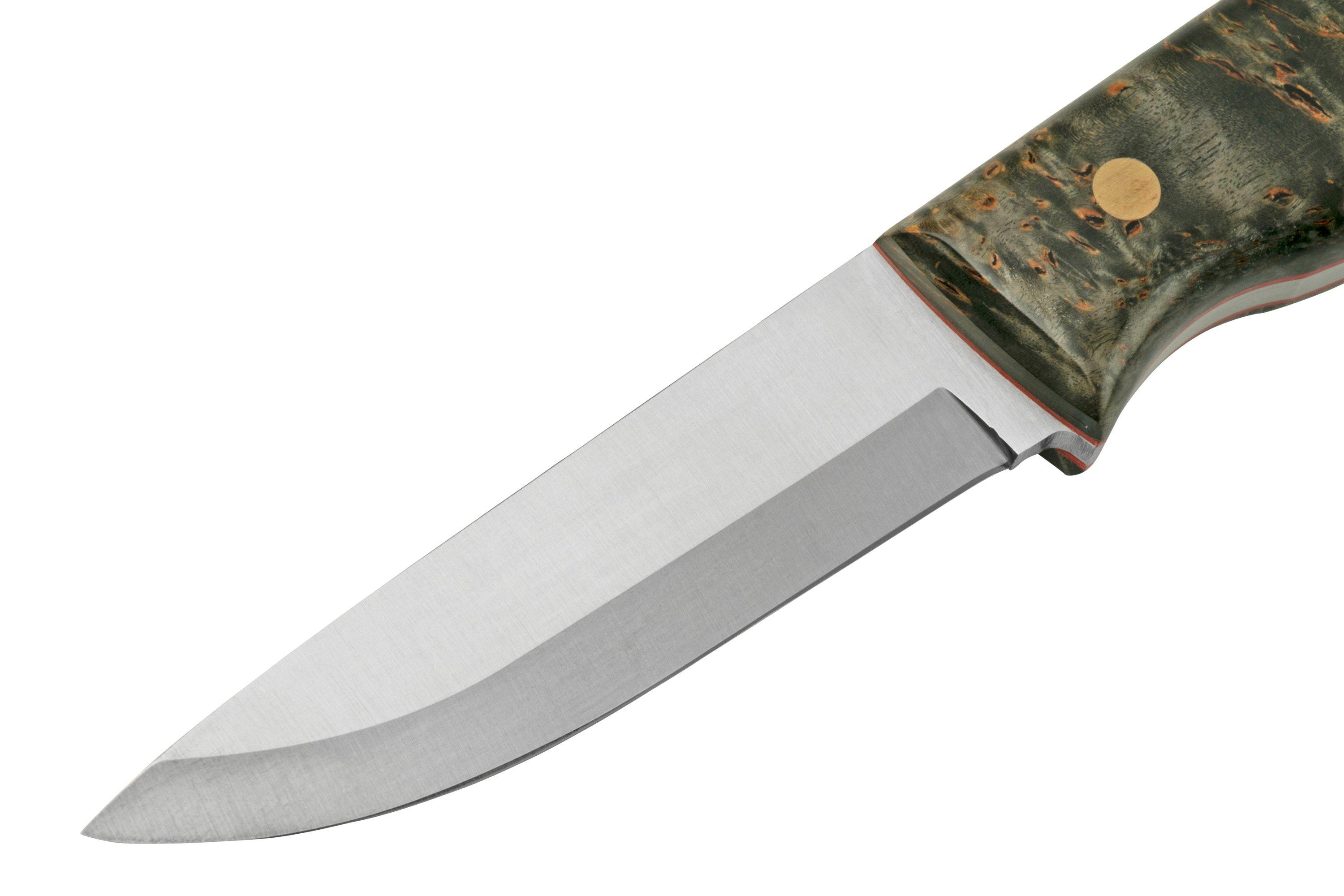 Brisa Trooper 95, 12C27 Scandi, Stabilized Curly Birch fixed knife 