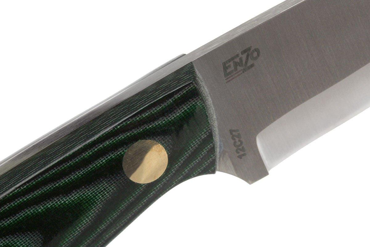 Enzo Necker 70, green micarta, leather sheath 9804 | Advantageously  shopping at Knivesandtools.com