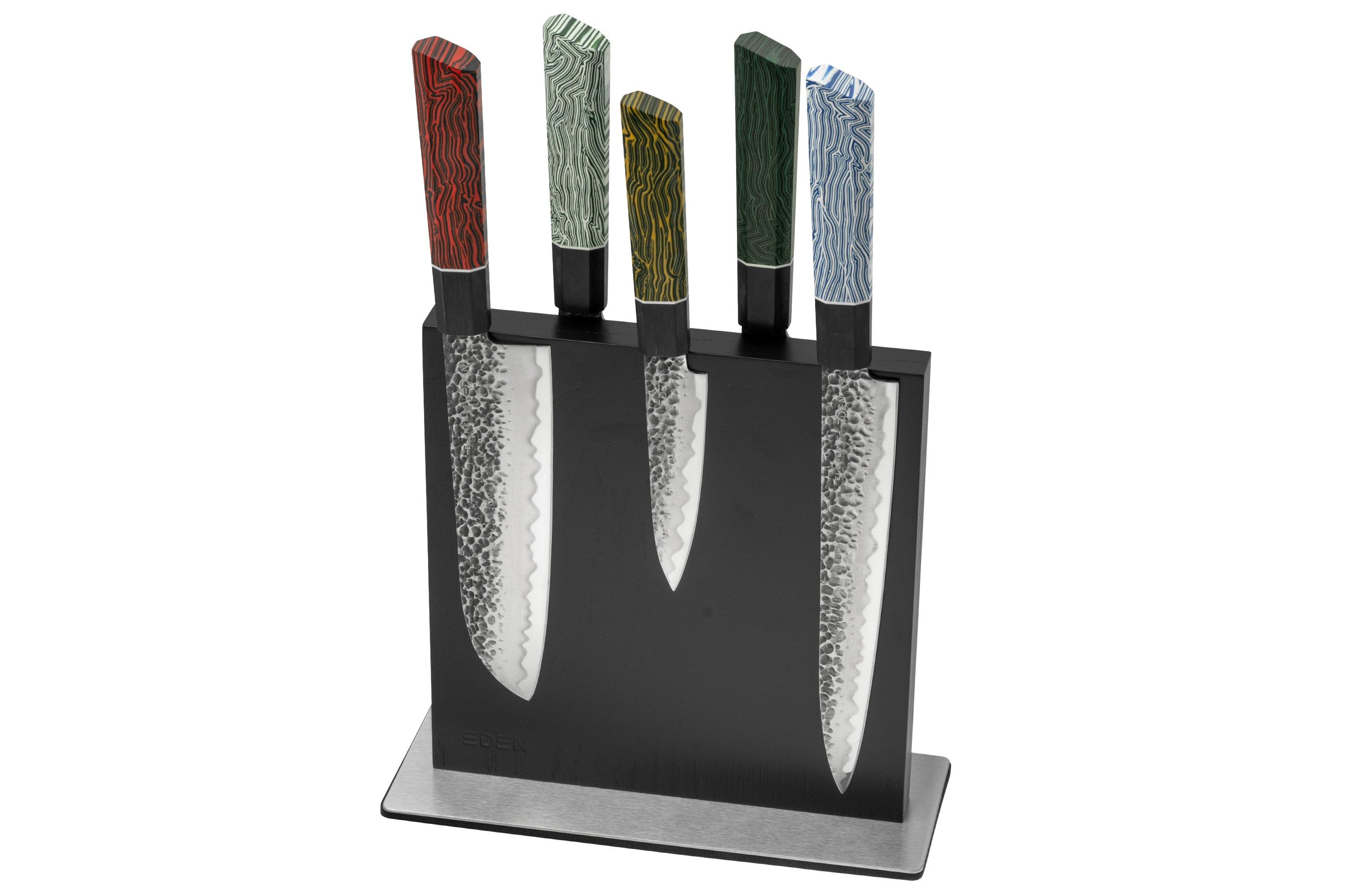 Set De 6 Couteaux Cheffinger - Acier Inoxydable + Support - Noir