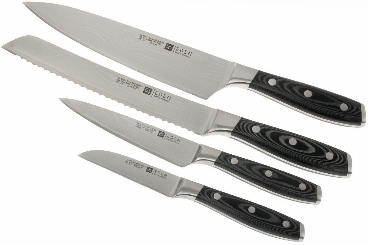 Eden Classic Damast 5-piece knife set (incl. block) | Advantageously ...