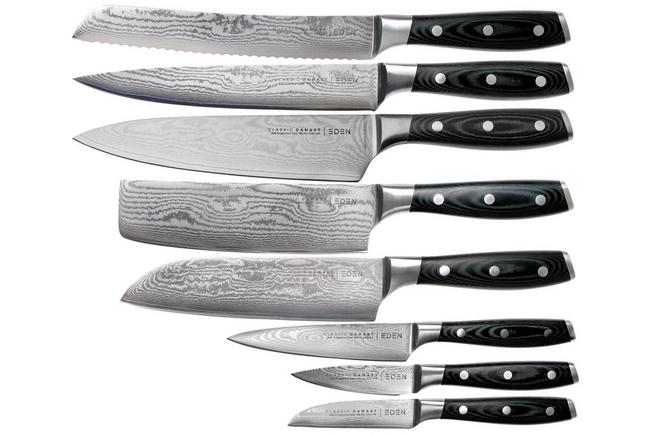 3PCS Damascus Knives Set with Hammered Pattern - China Kitchen Knife with  Block and Damascus Steel Knife price