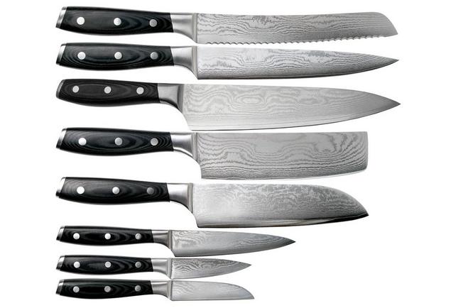 3PCS Damascus Knives Set with Hammered Pattern - China Kitchen Knife with  Block and Damascus Steel Knife price