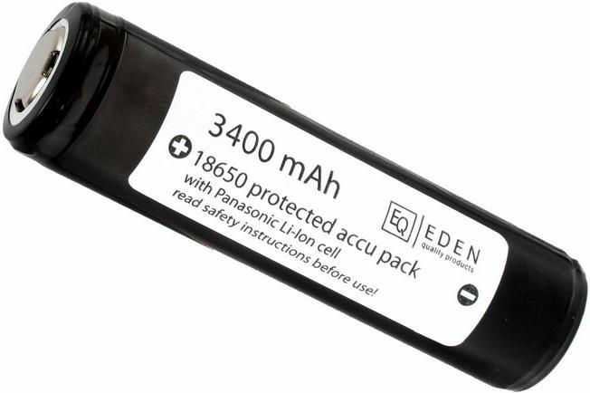 Eden 18650 Lithium-Ion Akku, 3400 mAh, Flat Top