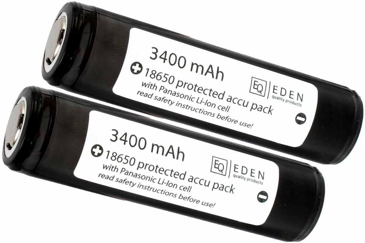 Verdorren web Schadelijk Eden Quality 18650 battery 3400 mAh set 2 pieces, Flat Top | Advantageously  shopping at Knivesandtools.com