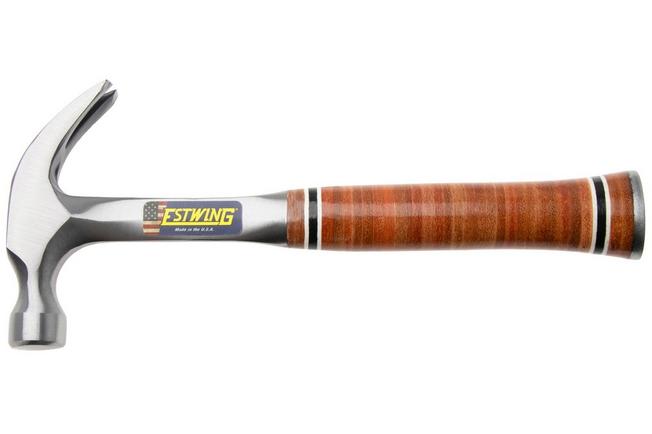 Afbeelding voor Estwing E12C Curved Claw Hammer EWEE12C Stacked Leather Grip, klauwhamer 340 gram
