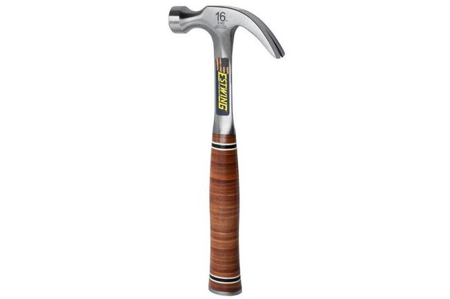 Afbeelding voor Estwing E16C Curved Claw Hammer EWEE16C Stacked Leather Grip. klauwhamer 454 gram