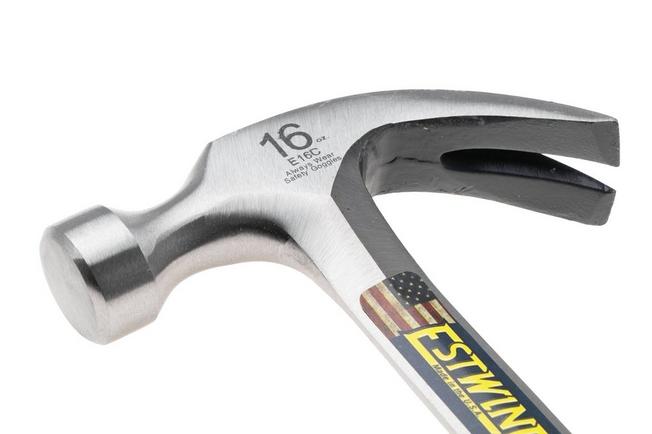 Afbeelding voor Estwing E16C Curved Claw Hammer EWEE16C Stacked Leather Grip. klauwhamer 454 gram