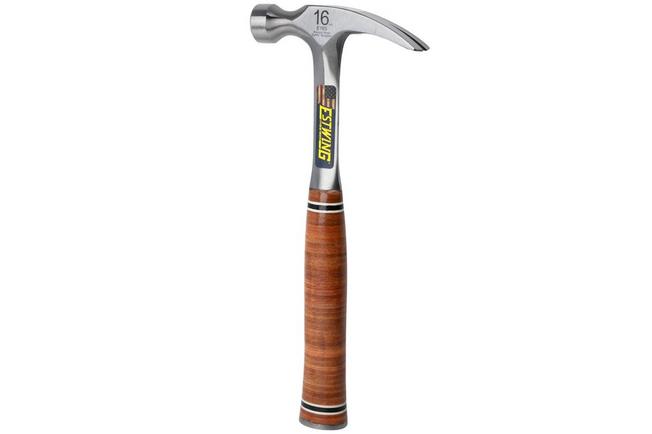 Afbeelding voor Estwing E16S Straight Claw Hammer EWEE16S Stacked Leather Grip, klauwhamer 454 gram 
