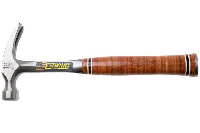Afbeelding voor Estwing E16S Straight Claw Hammer EWEE16S Stacked Leather Grip, klauwhamer 454 gram 