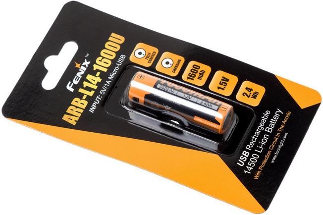 Batterie rechargeable 14500 3.7V 800 mAh avec port micro USB - OUT TAC