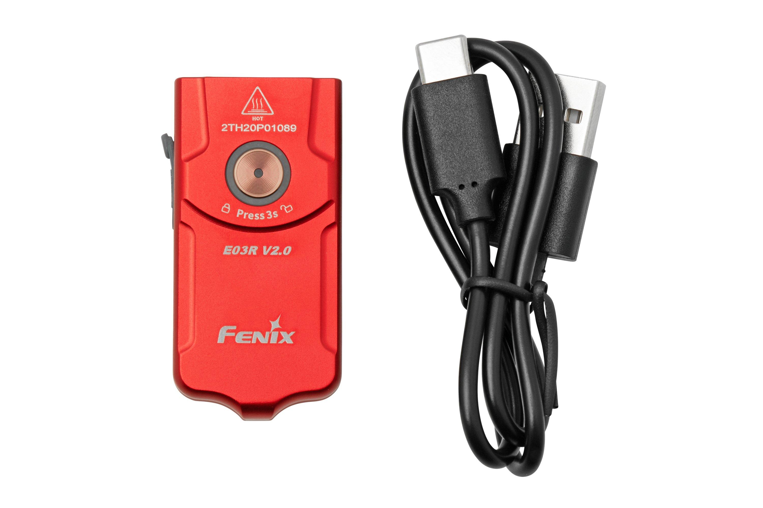 Fenix E03R V2.0 Rose Red keychain flashlight, 500 lumens ...