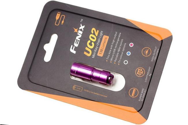 Image for Fenix UC02-P rechargeable LED keychain light, purple