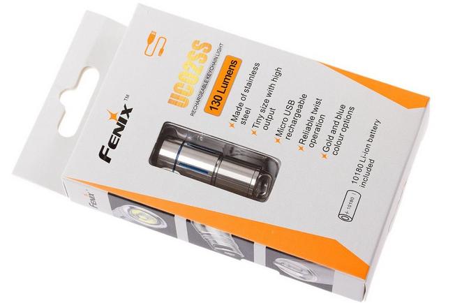 Image for Fenix UC02SS rechargeable LED keychain light, stainless Blue