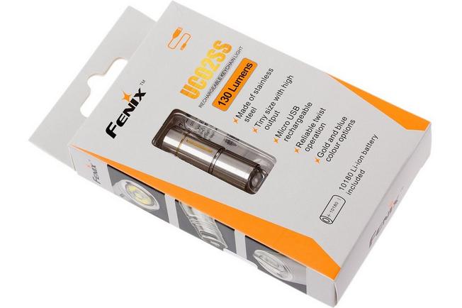 Image for Fenix UC02SS rechargeable LED keychain light, stainless Gold