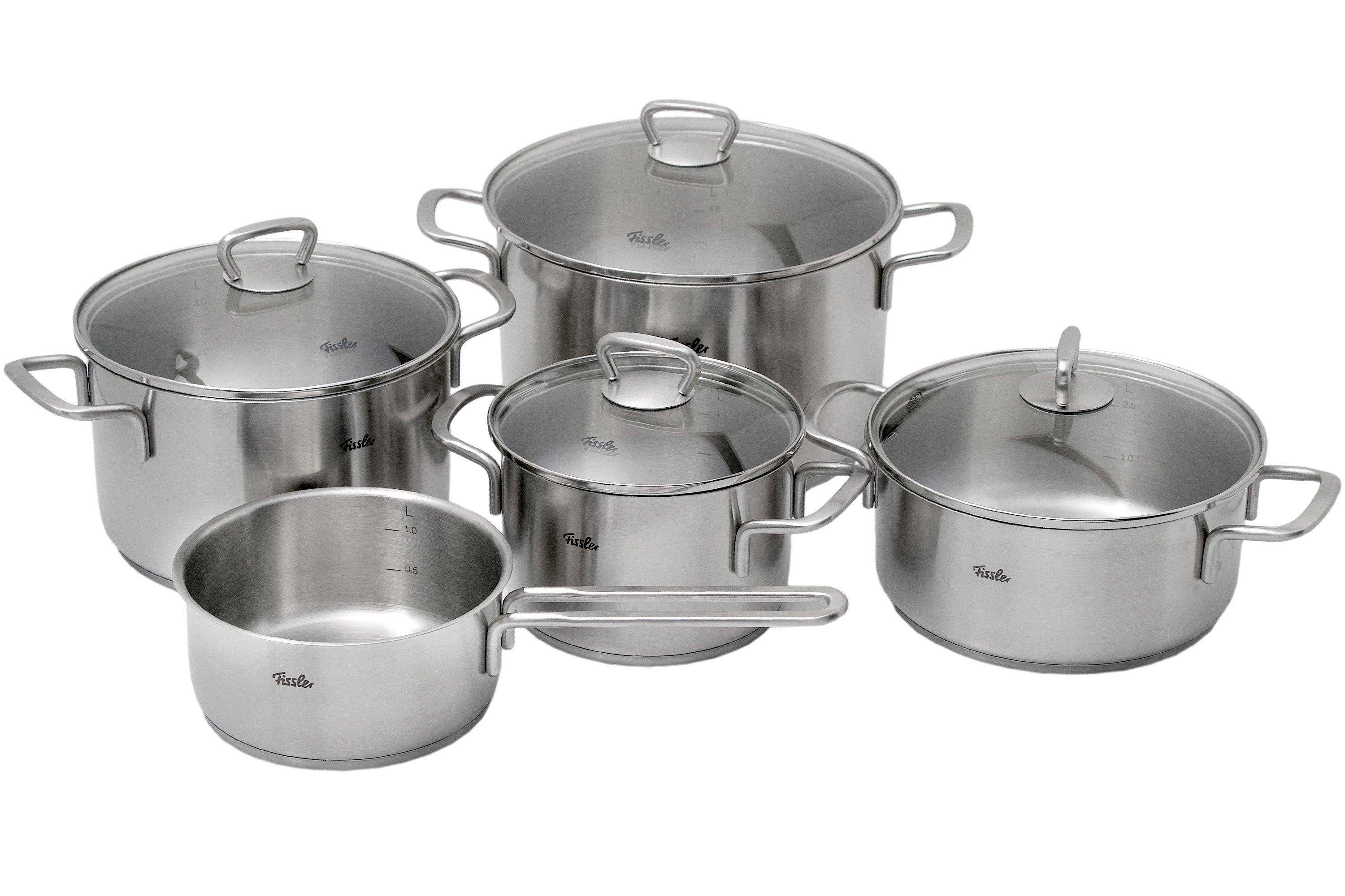 Batteria Di Pentole Fissler Korfu 5 Pezzi | Acciaio Inox | Per Tutti I Piani Cottura | Coperchi In Vetro - Foto 6