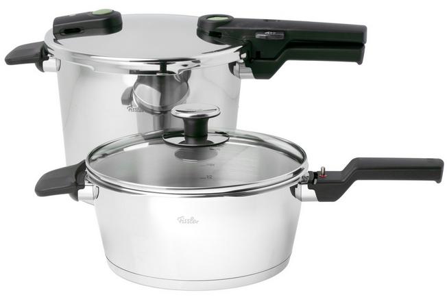 Afbeelding voor Fissler Vitaquick Elemental 600-460-13-080/0 Sage Green, 2-delige snelkookpanset met glazen deksel, 22 cm, 6l en 3,5l
