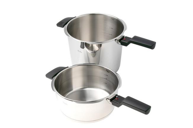 Afbeelding voor Fissler Vitaquick Elemental 600-460-13-080/0 Sage Green, 2-delige snelkookpanset met glazen deksel, 22 cm, 6l en 3,5l