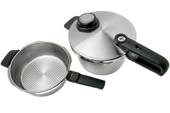 Fissler Vitaquick Pressure Cooker 4L Pressure Skillet Pan with Wire Basket