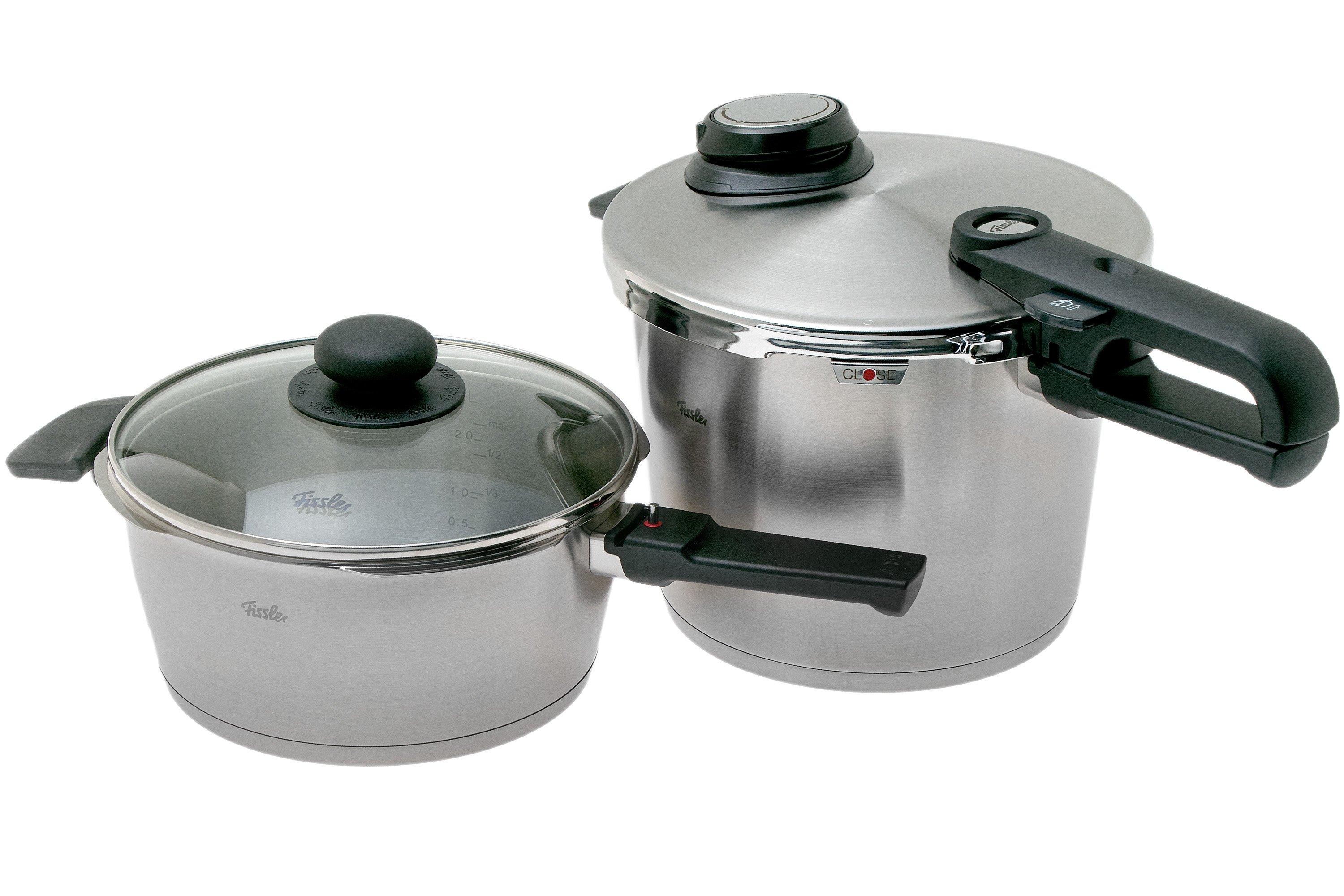incl Stainless Steel Pressure Cooker Glass lid & Steamer Basket Set 4 & 6 l Pressure lid 