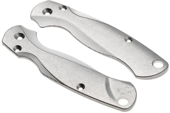 Afbeelding voor Flytanium Spyderco Paramilitary 2 Lotus Scales FLY0799 Stonewashed Titanium, handgreepschalen