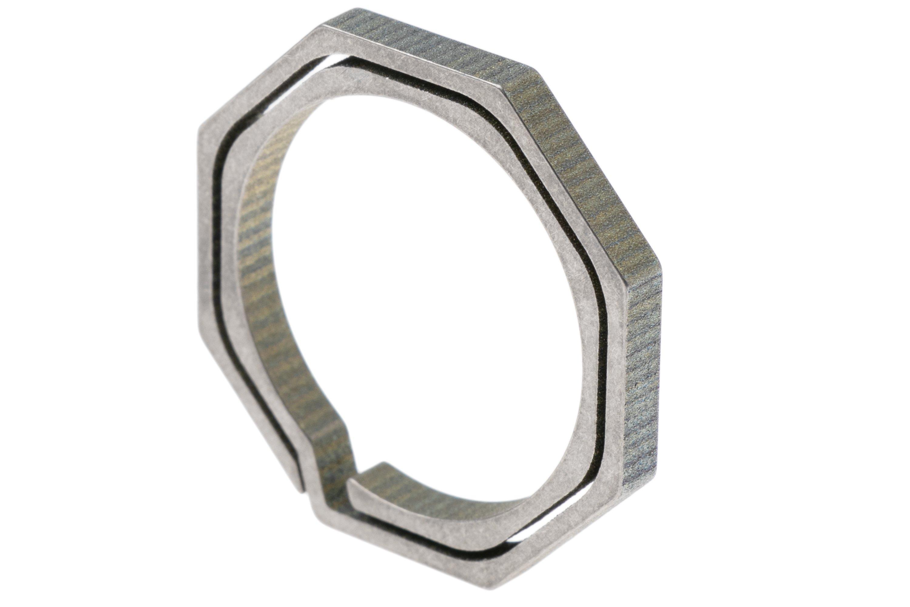 Flytanium Octagonal Keyring FLY-0820, Blasted Titanium, key ring ...