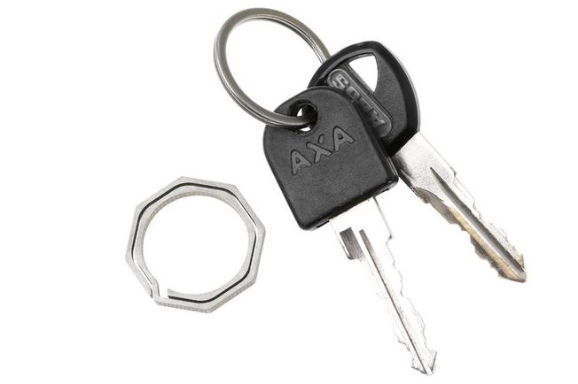 Afbeelding voor Flytanium Octagonal Keyring FLY-0820, Blasted Titanium, sleutelring