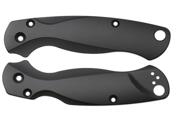 Afbeelding voor Flytanium Spyderco Paramilitary 2 Lotus Scales FLY0905 Black Titanium, handgreepschalen
