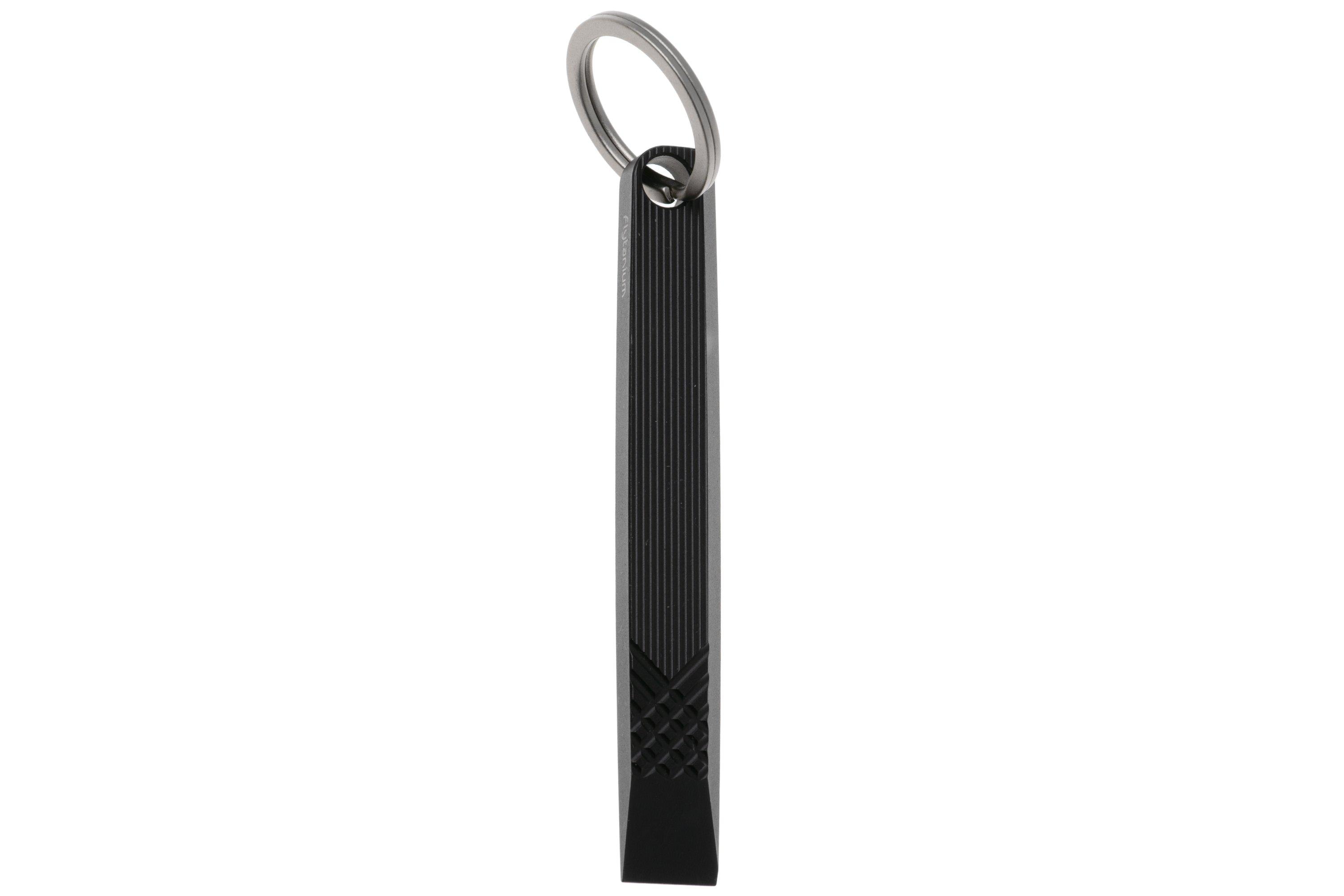 Flytanium Flybar Keychain Prybar FLY-1290B, Black Titanium, Prybar Tool ...