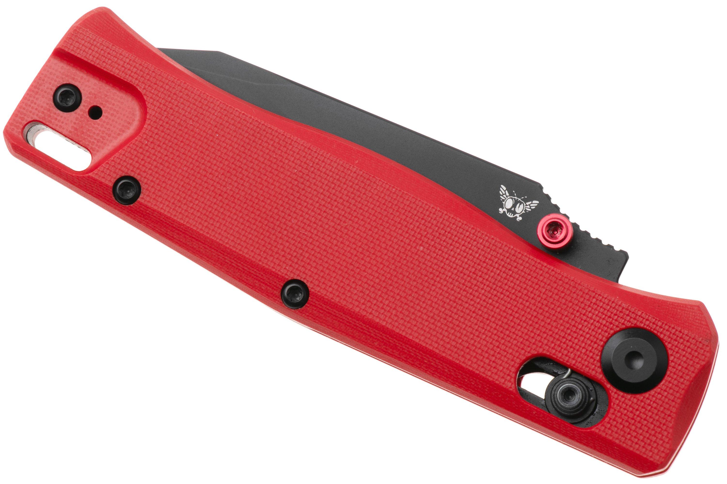 Flytanium Beef FLY-1386FRB, Black PVD 14C28N, Fire Red G10 pocket knife ...