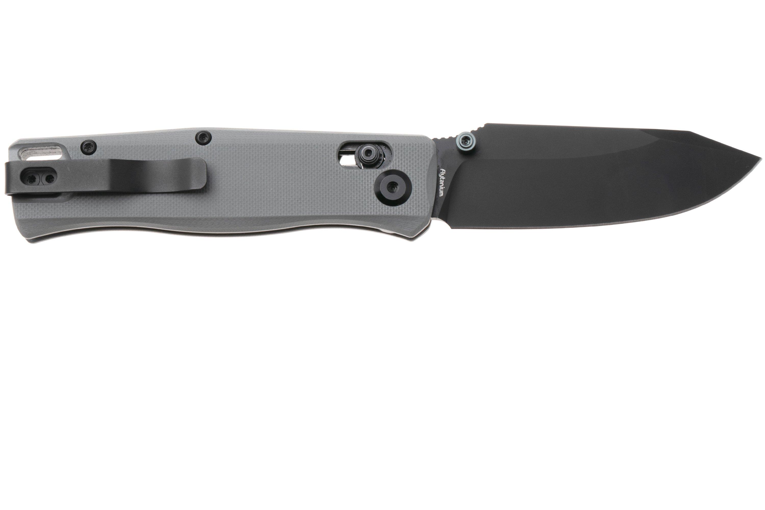 Flytanium Beef FLY-1386GSB, Black PVD 14C28N, Stealth Grey G10 pocket ...