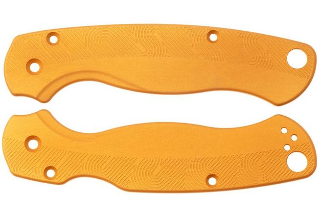 Afbeelding voor Flytanium Spyderco Paramilitary 2 Loop Scales FLY-1406GN, Gold Nugget Aluminum, handgreepschalen