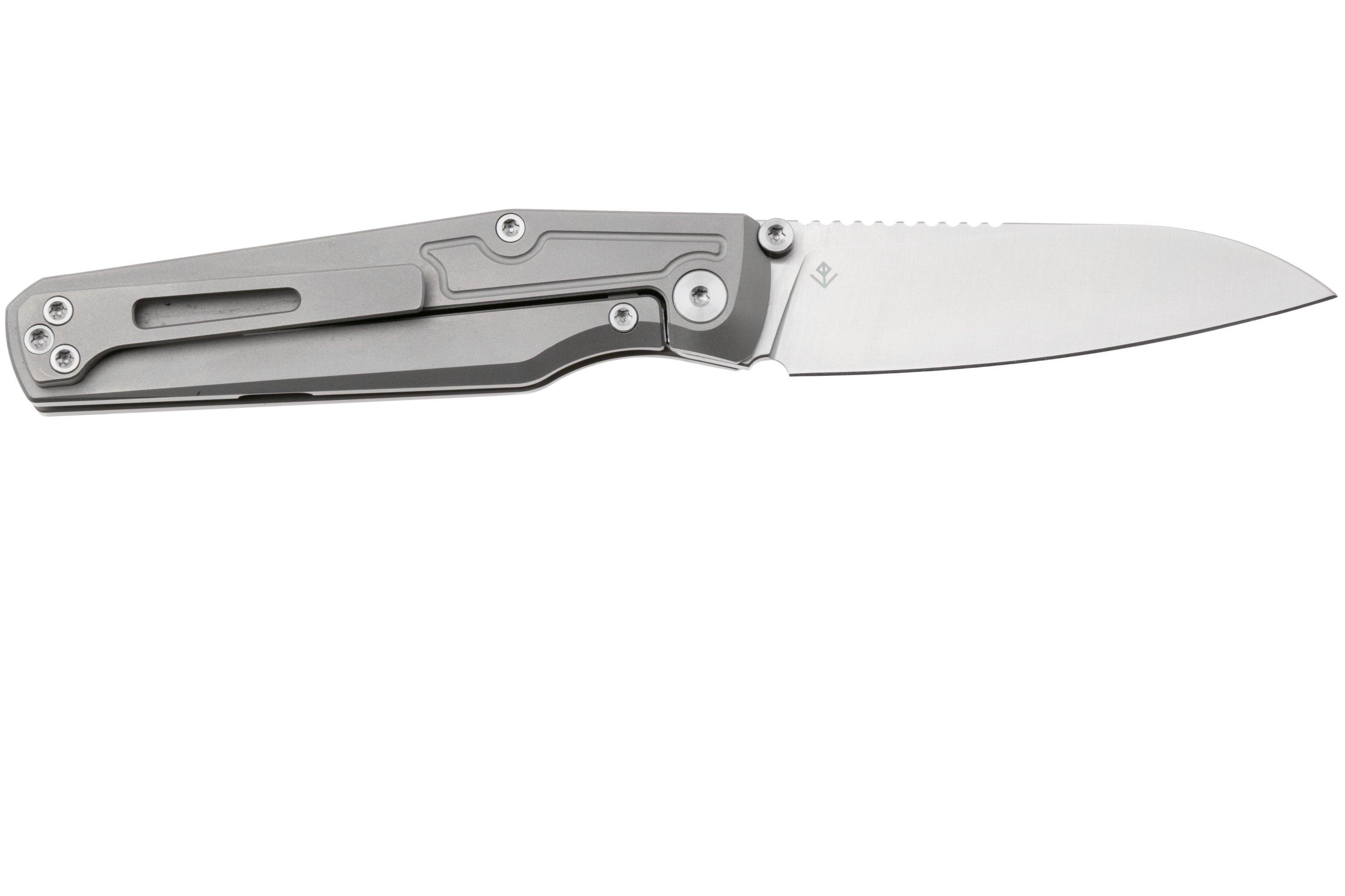 Flytanium Concourse 1445 Satin 14C28N, Blasted Titanium pocket knife ...