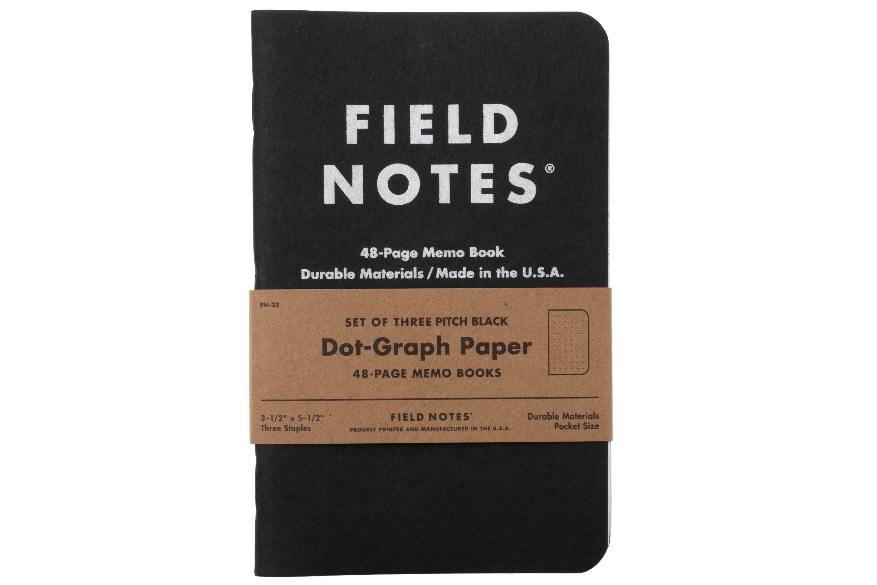 Field Notes Pitch Black Memo Book FN-33 Dot-Graph 3-Pack, notebooks ...