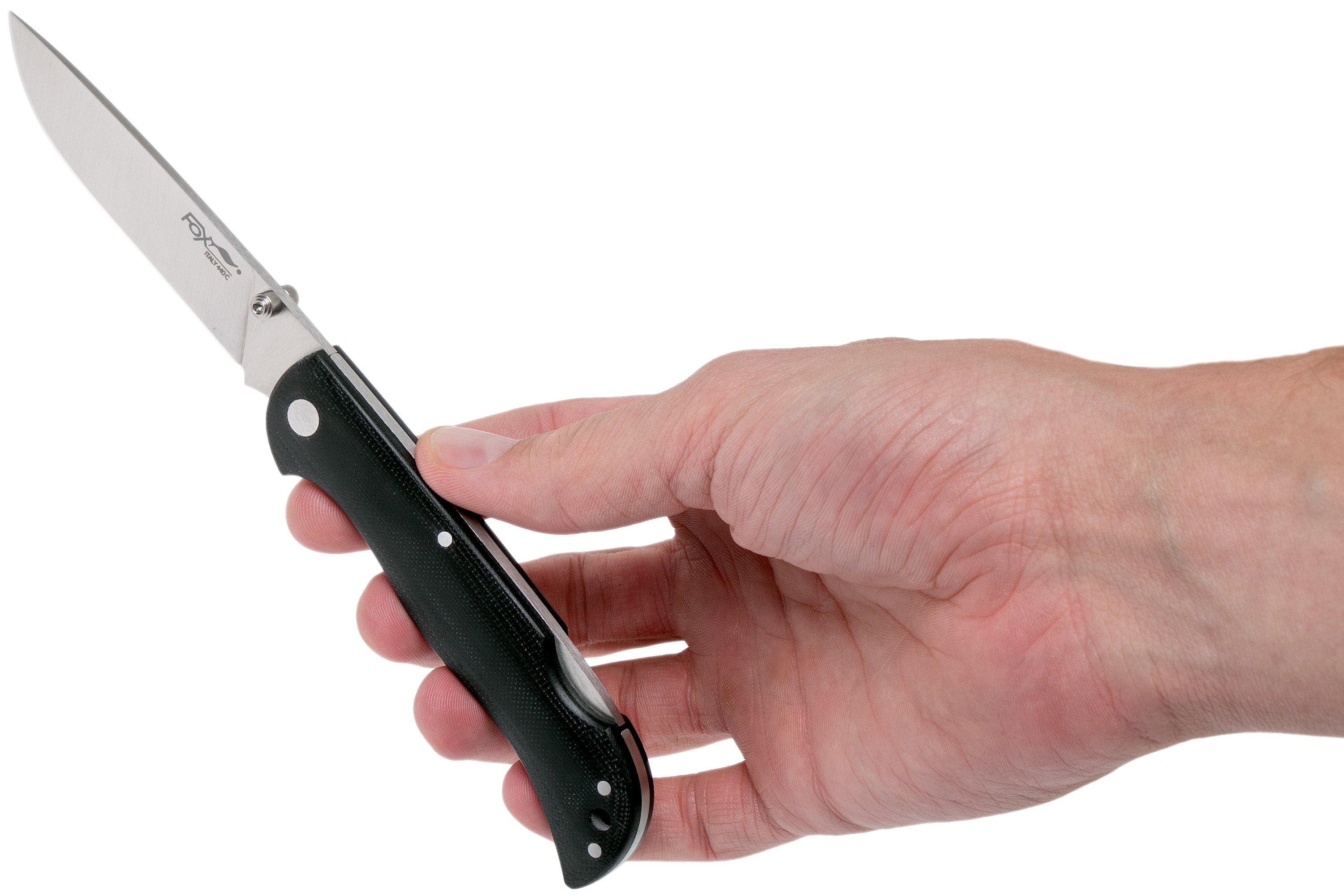 Fox Knives Brand pocket knife folding titanium coated 440 stainless black wood
