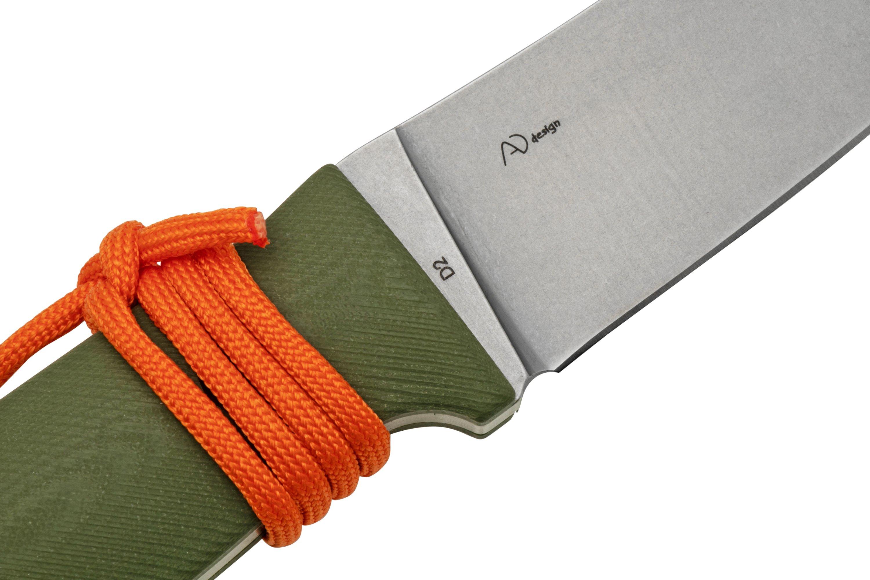 Black Fox Vesuvius Stonewashed D2 Blade, OD Green G10 fixed knife