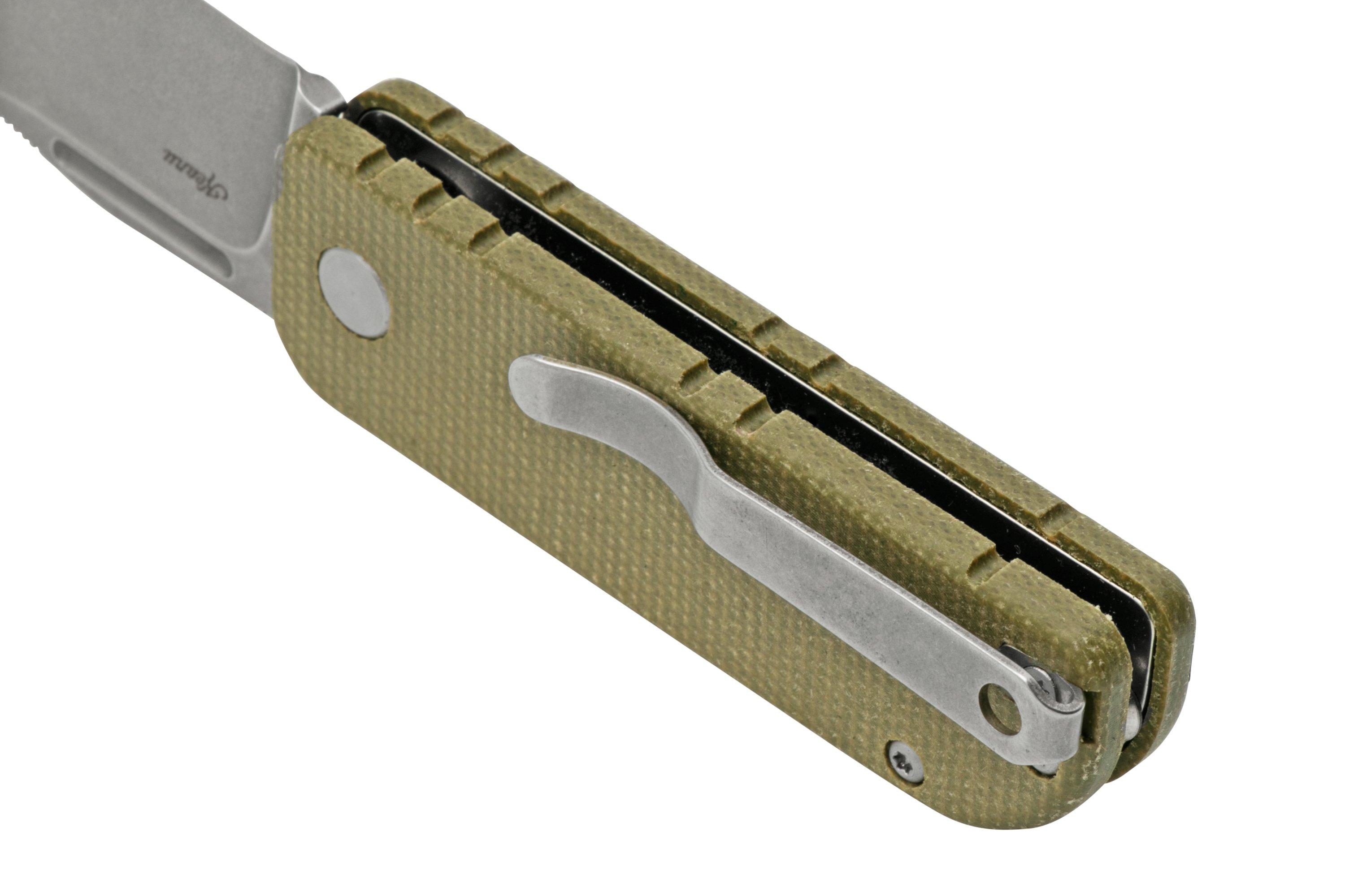 Fox Knives Fox Knives KRAVI SHAI Pocket Knife 440C Stone Washed G10 Green 2.76