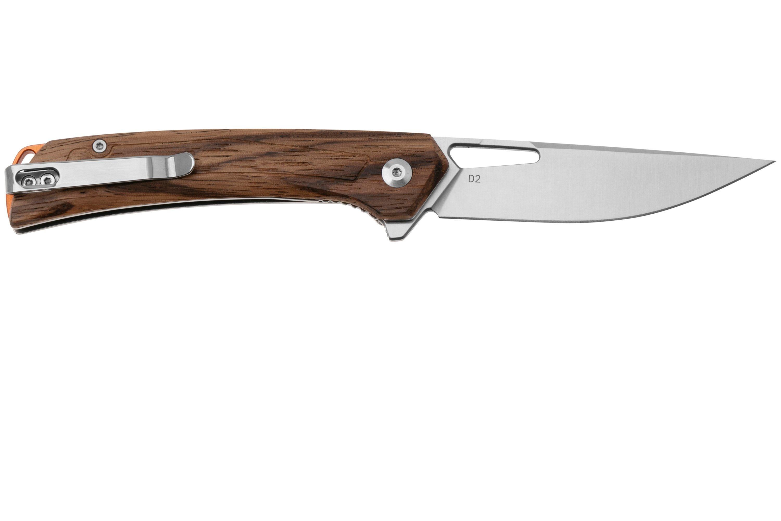 Black Fox Sneaky BF-768W Satin D2, Zebra Wood pocket knife