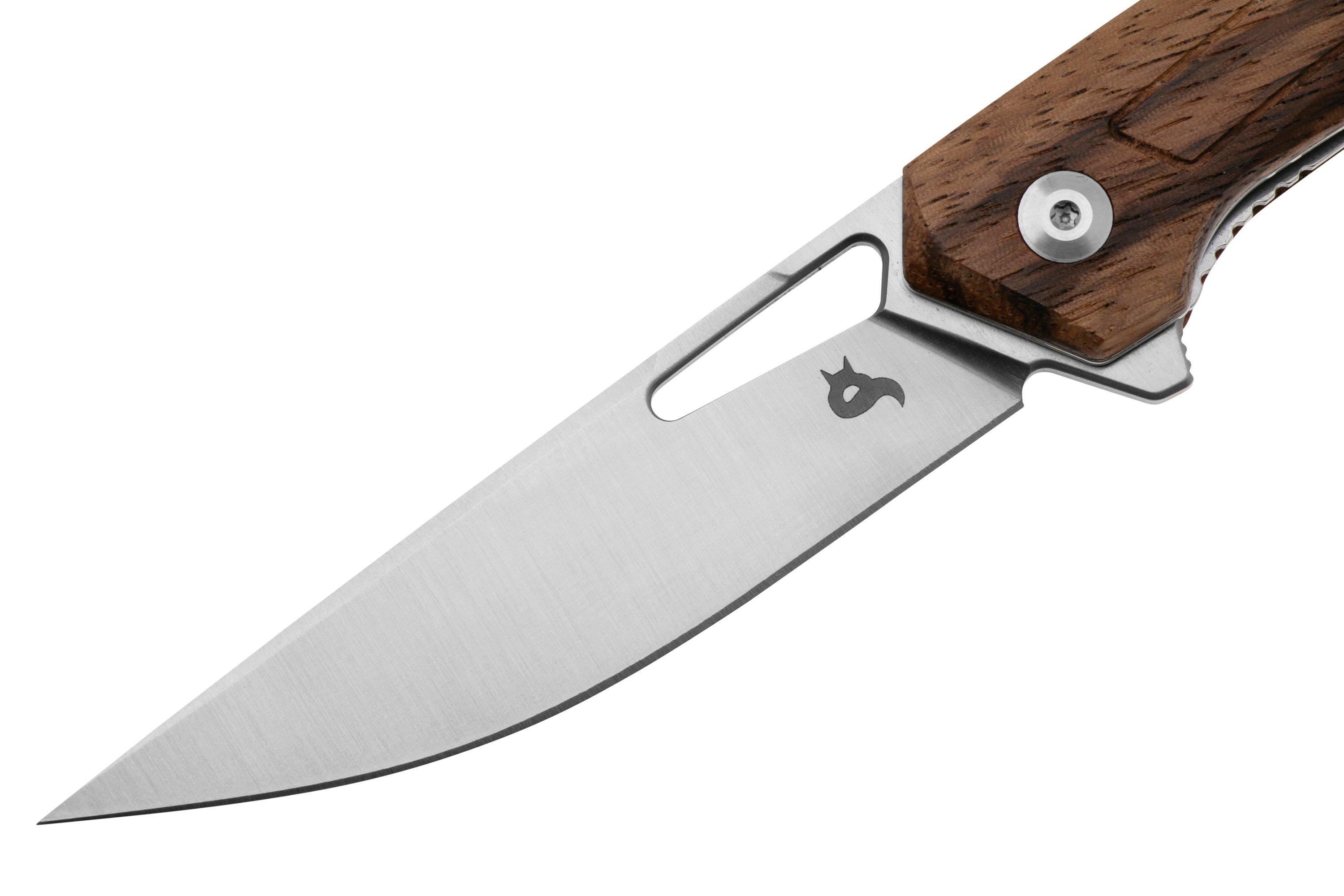 Black Fox Sneaky BF-768W Satin D2, Zebra Wood pocket knife
