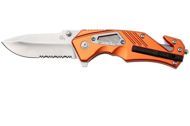 Afbeelding voor Black Fox Demand BF-784-OR, Stonewashed D2, Orange Aluminum zakmes