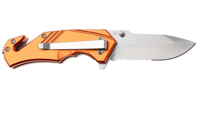 Afbeelding voor Black Fox Demand BF-784-OR, Stonewashed D2, Orange Aluminum zakmes