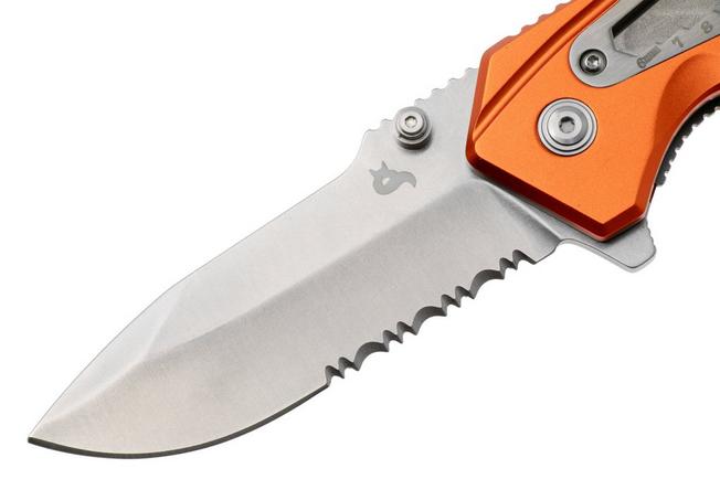 Afbeelding voor Black Fox Demand BF-784-OR, Stonewashed D2, Orange Aluminum zakmes