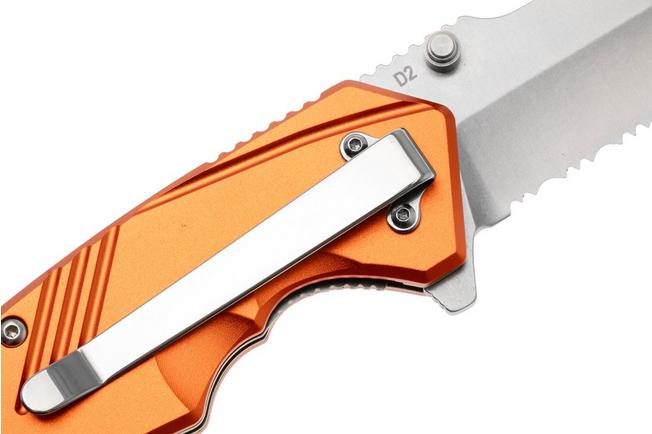 Afbeelding voor Black Fox Demand BF-784-OR, Stonewashed D2, Orange Aluminum zakmes