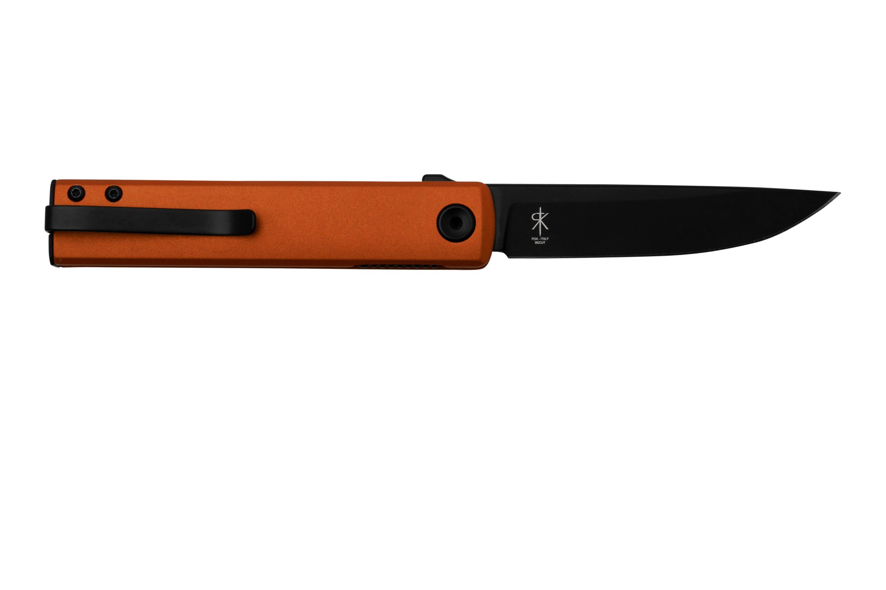 Fox Knives Chnops, FX-543 ALO, Orange Aluminum, Black Becut pocket ...