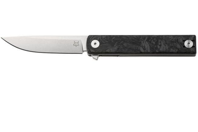 Afbeelding voor Fox Knives Chnops Heritage FX-544-DMB Stonewashed Hybrid Cryo, Dark Matter Black Carbon Fibre zakmes, Riccardo Gobbato design