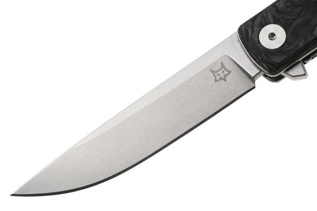 Afbeelding voor Fox Knives Chnops Heritage FX-544-DMB Stonewashed Hybrid Cryo, Dark Matter Black Carbon Fibre zakmes, Riccardo Gobbato design